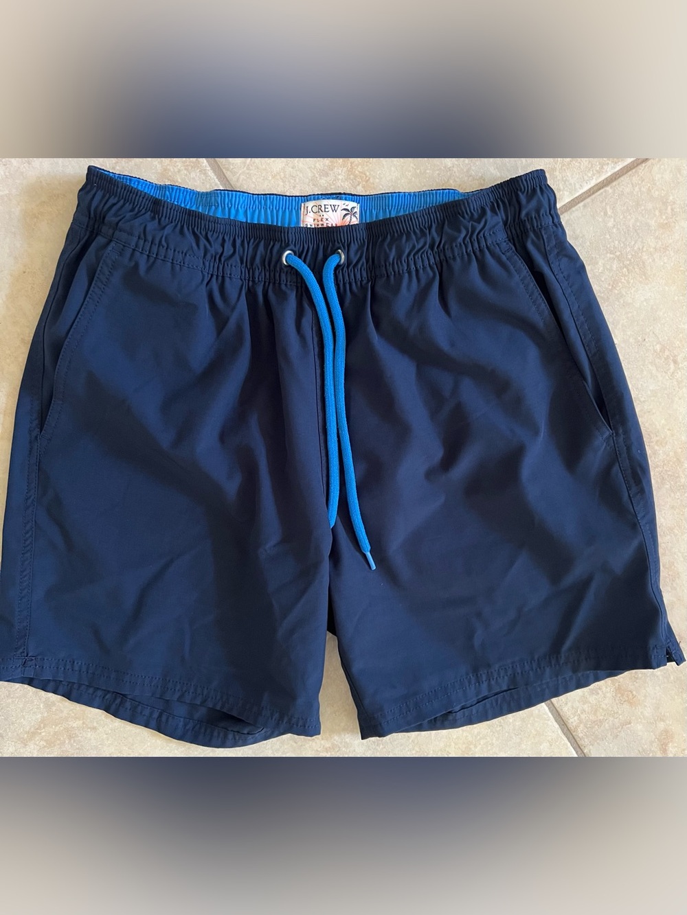 NWOT J Crew Mens Small Blue Flex Swim Trunks Mesh Lining Beach Pool